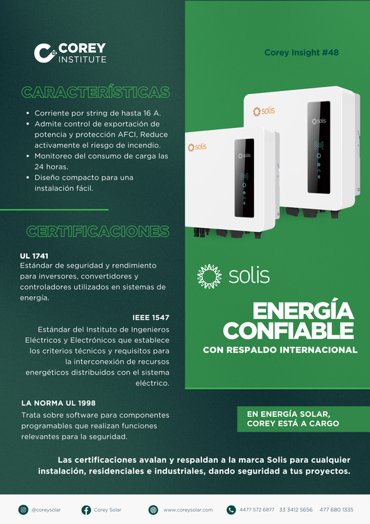 Solis: Energía confiable con respaldo internacional