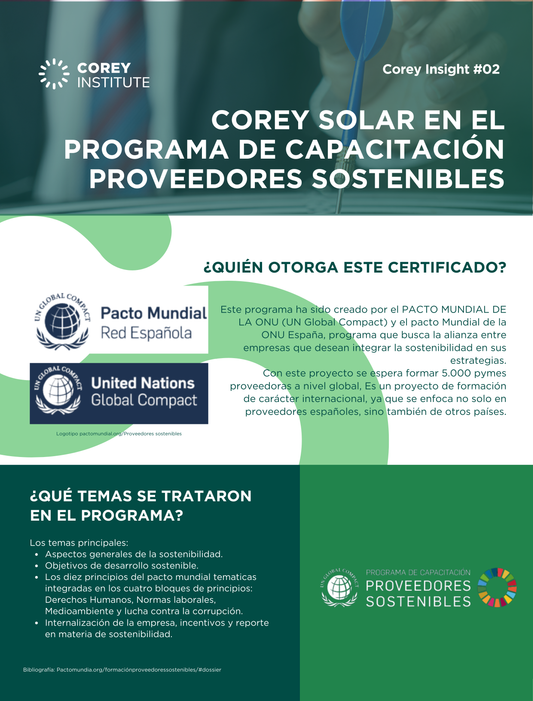 Corey Solar en el Programa de Capacitación Proveedores Sostenibles