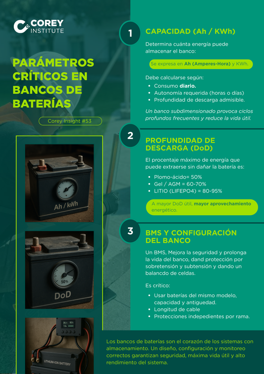 🔋 Parámetros Críticos en Bancos de Baterías