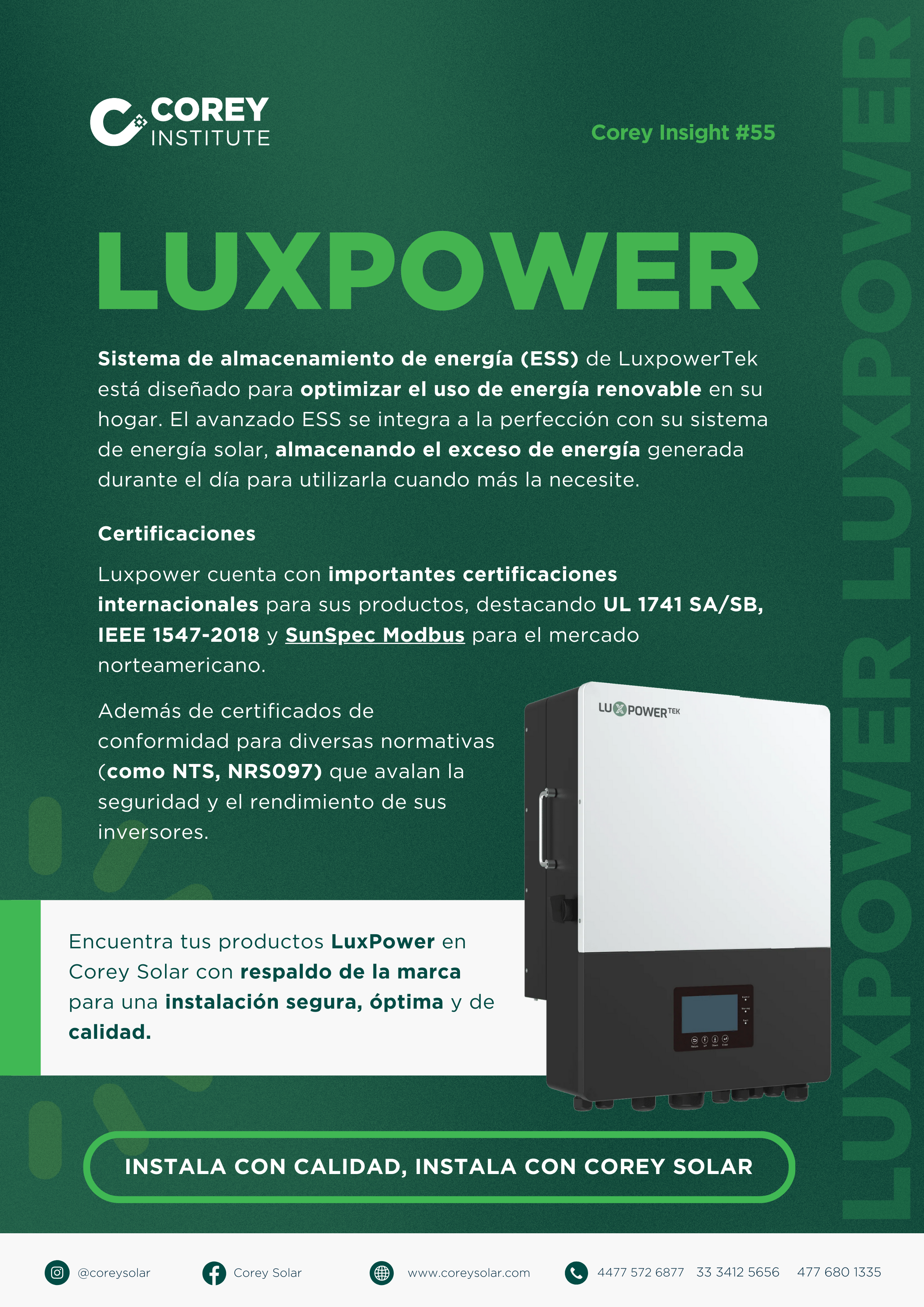 LUXPOWER: ALMACENAMIENTO DE ENERGÍA INTELIGENTE Y CONFIABLE – Corey Solar