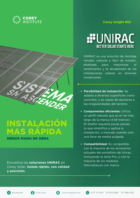 SOLUCIONES UNIRAC: INSTALACIÓN MÁS RÁPIDA, MENOS MANO DE OBRA