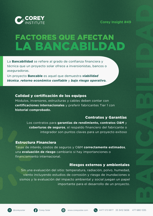 Factores que Afectan la Bancabilidad de un Proyecto Solar