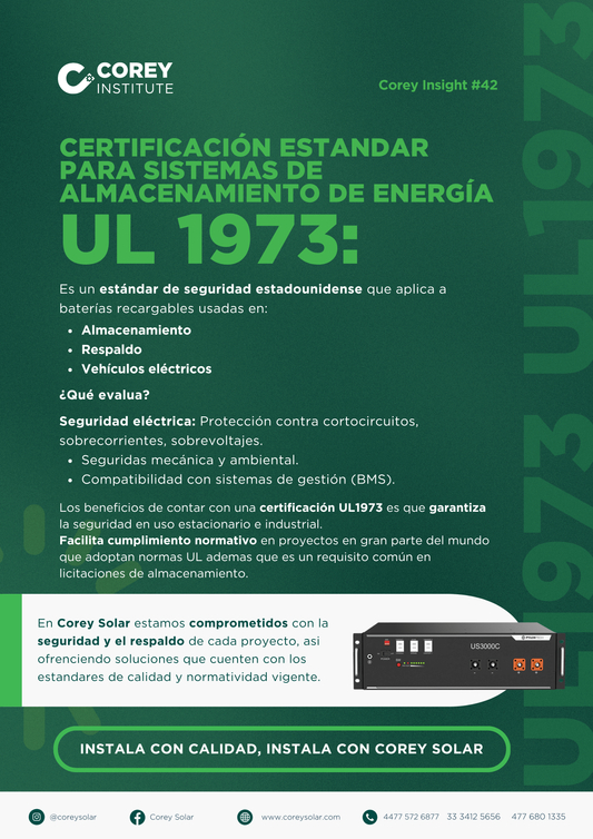 UL 1973: Certificación estandar para sistemas de almacenamiento de energía